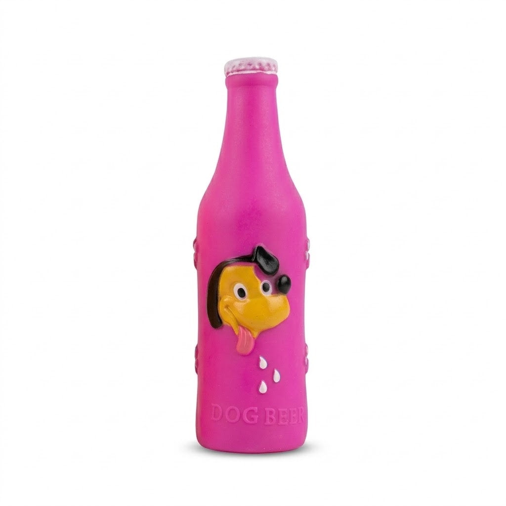 Squeaky Dog Beer Bottle Toy Assorted Colours
