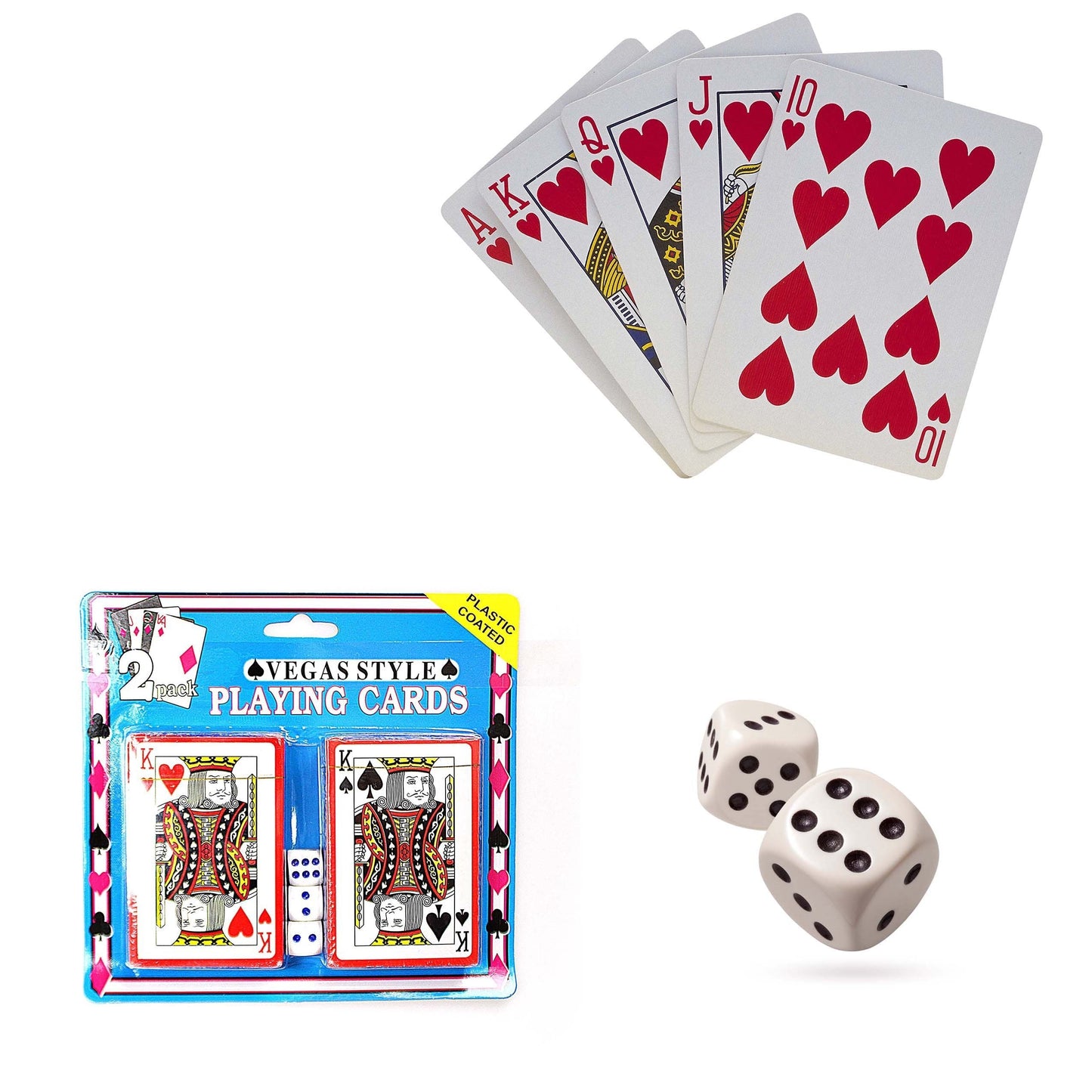 2 Pack Vegas Style Plastic Playing Cards with 3 Dice 1734 A