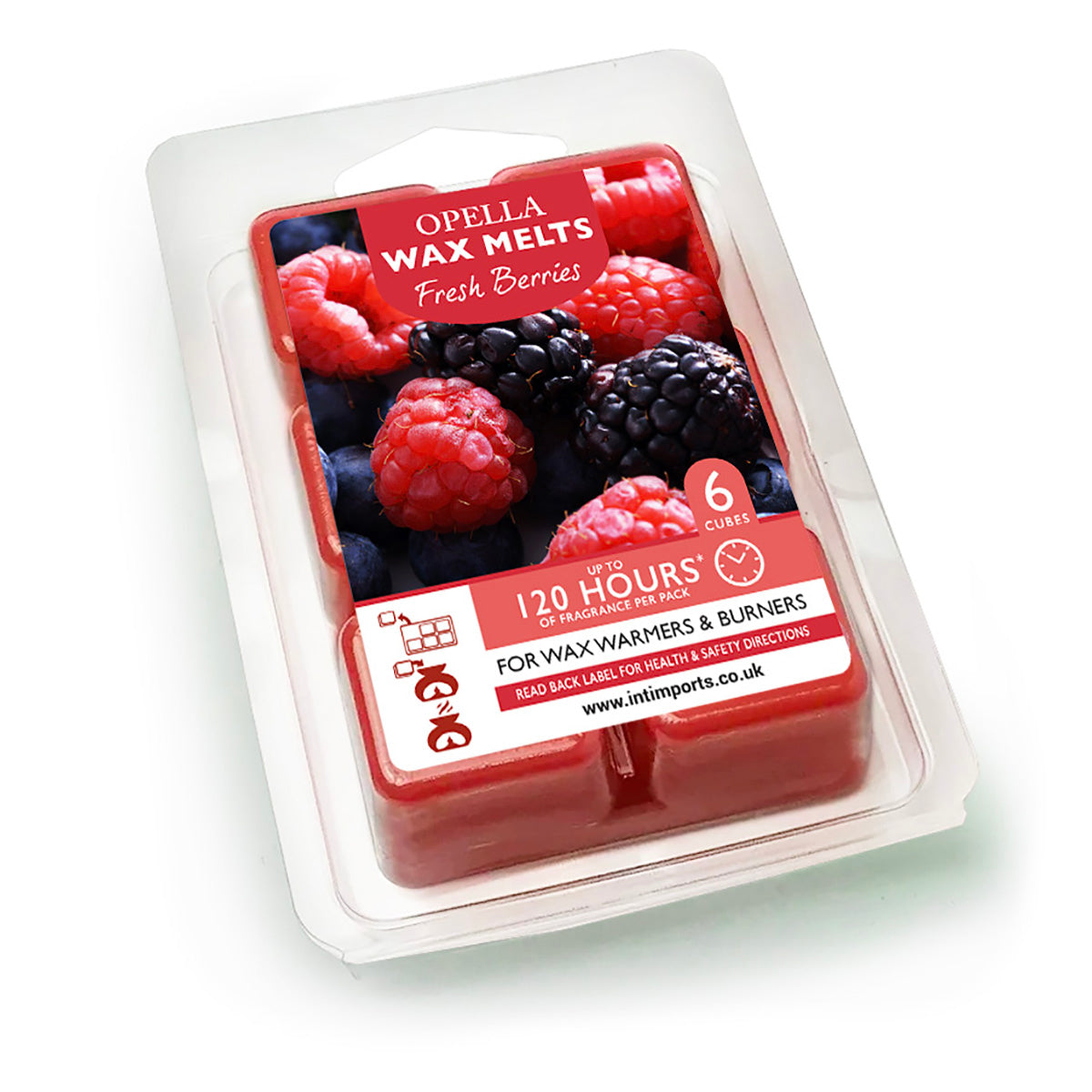 Opella Wax Melts 6 Cubes Scented Fresh Berries 7 x 10cm CDWXB