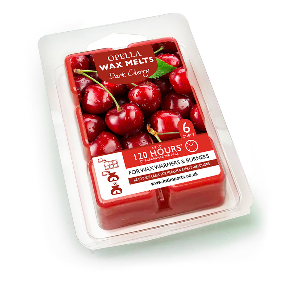 Opella Wax Melts 6 Cubes Scented Dark Cherry 7 x 10cm CDWXDC