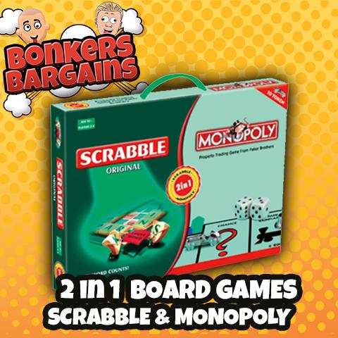 2 in 1 Board Games - Scrabble & Monopoly