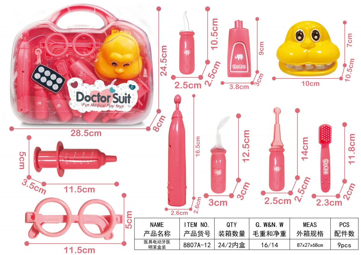 Dentist Playset – 9-Piece Plastic Dental Kit For Kids