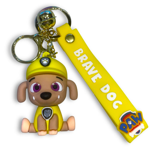 Paw Patrol Style Rubble Dog 3D Silicone Keychain Keyring Pendant