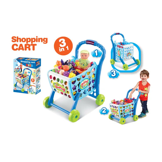 Fun Kids Shopping Trolley with Toy Food Simulation