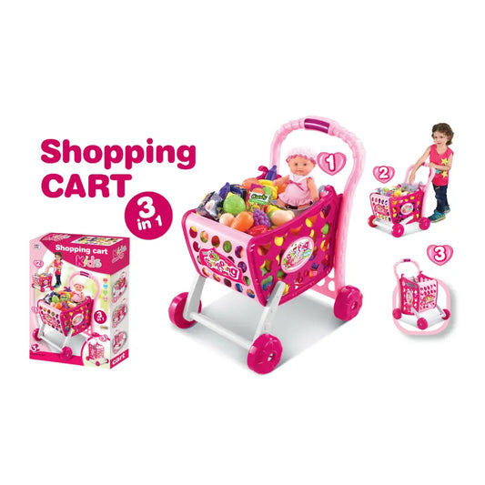 Kids Supermarket Shopping Trolley & Accessories with Light & Sound Toy