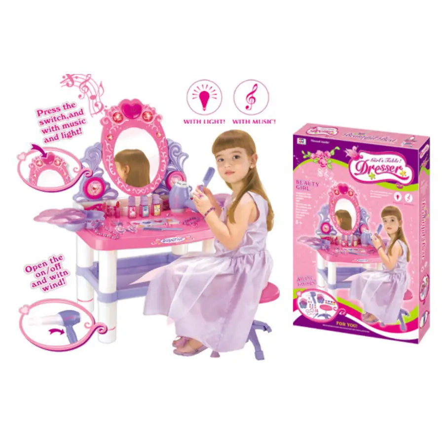 Kids Beauty Makeup Dressing Table with Accessories