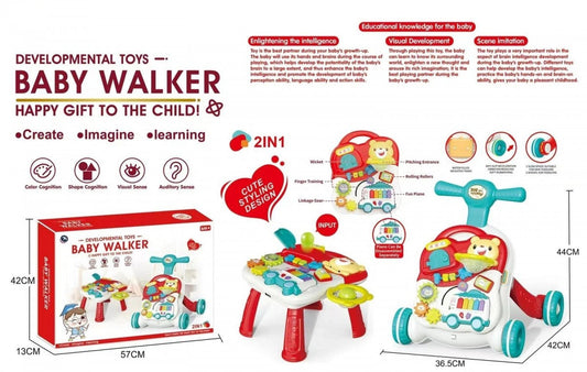 2 In 1 Baby Walker + Table W/ Music &Amp; Lights