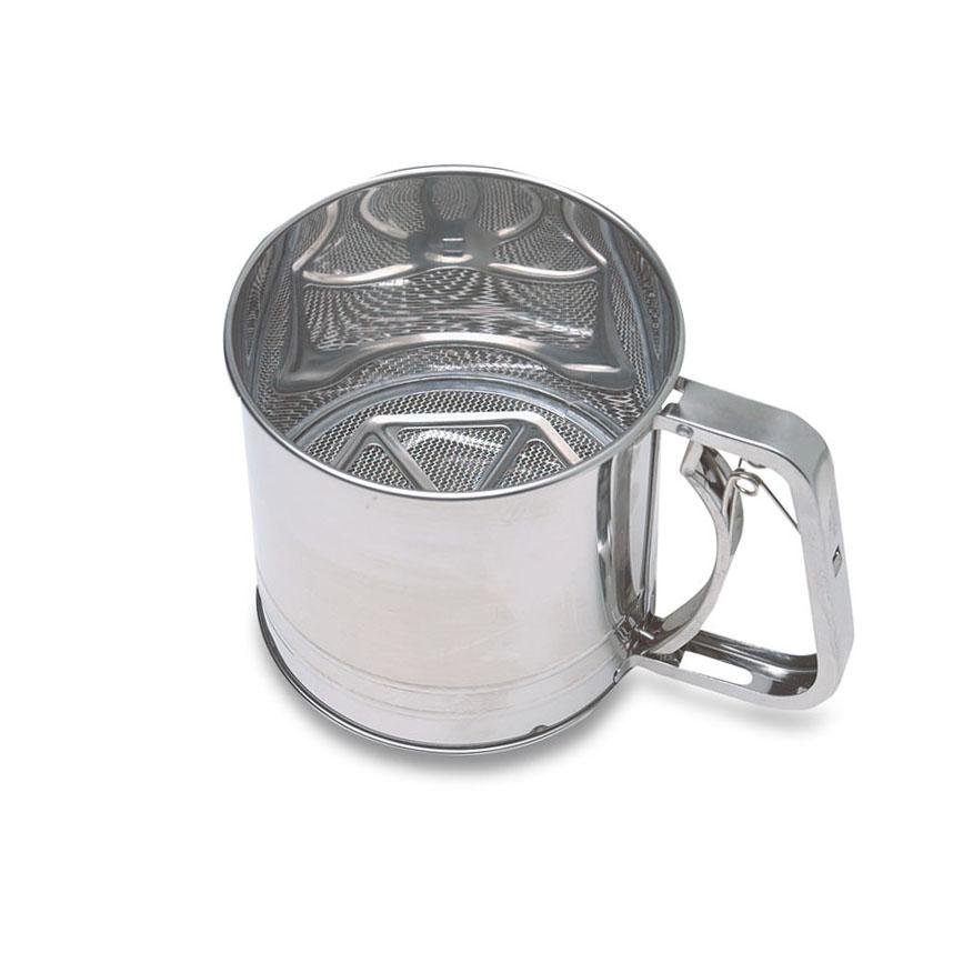 Stainless Steel Flour Sifter Easy Squeeze Trigger Handle Fine Flour Sifter 10 x 10cm 0113