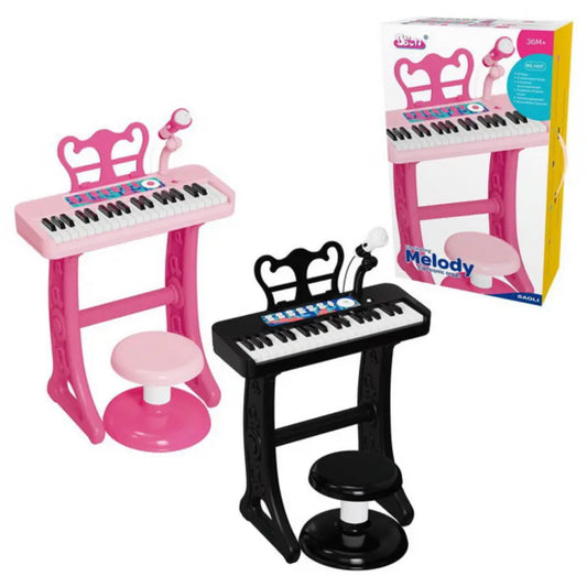 Toy Piano with Microphone for Kids Musical Fun - Pink or Black