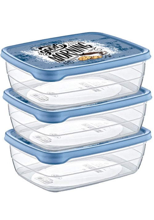 Hobby Trend Rectangular Plastic Food Storage Container 1.2 Litre Pack Of 3 Assorted Colours