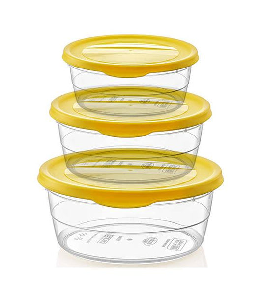 Hobby Trend Round Plastic Food Storage Container Set Of 3 Assorted Sizes And Colours