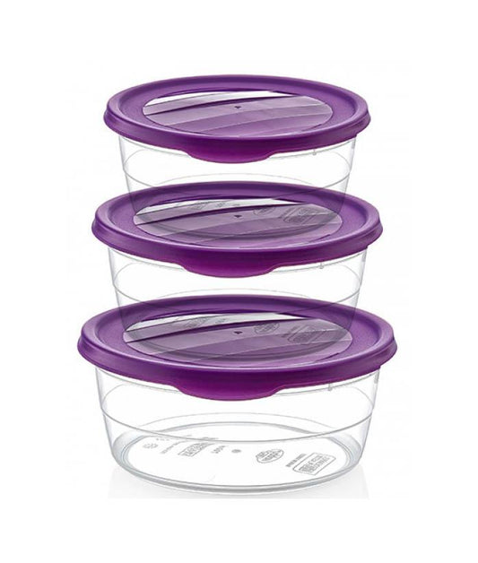 Hobby Trend Round Plastic Food Storage Container Set Of 3 Assorted Sizes And Colours
