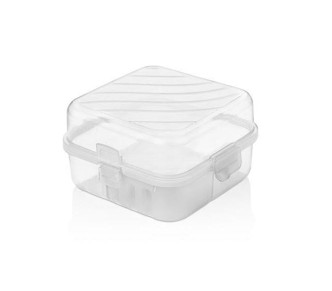 Hobby Plastic Square 2 Compartment Food Storage Container Lunch Box 14 X 14 X 9Cm Assorted Colours
