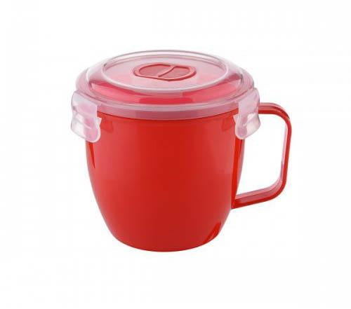 Plastic Microwaveable Soup Cup With Protective Lid 620Ml Assorted Colours