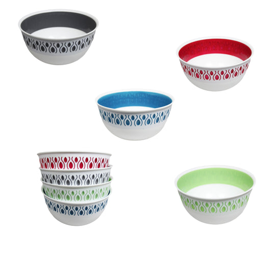 Kitchen Food Bowl with Pattern Design Plastic 16cm x 18cm Assorted Colours BNM0230
