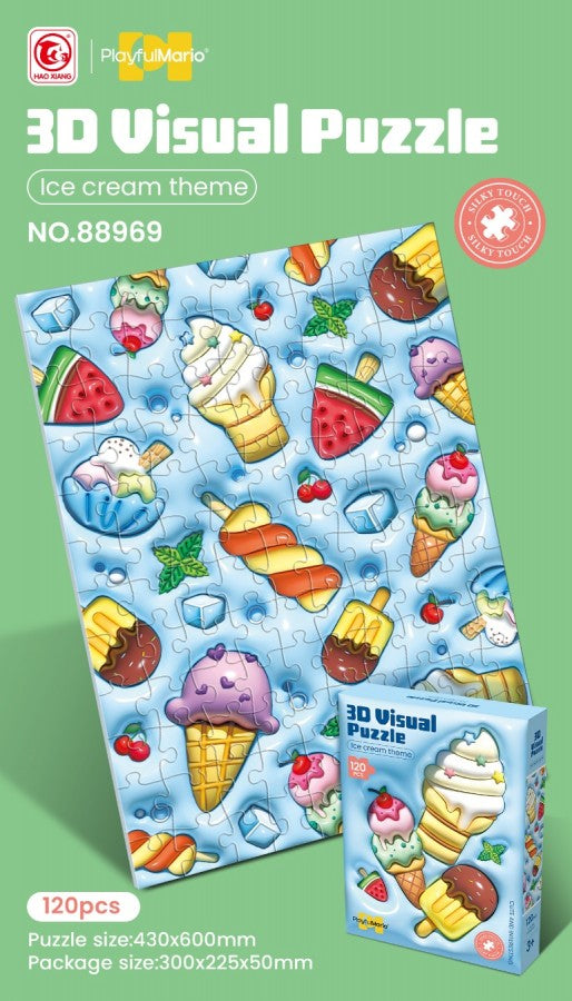 3D Visual Ice Cream Puzzle - 120Pcs Colorful Jigsaw For Kids