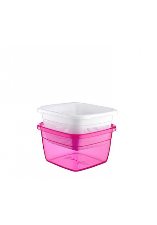 Hobby Emerald Square Basin Bowl With Strainer Plastic 3.8Lt Assorted Colours (Parcel Rate)