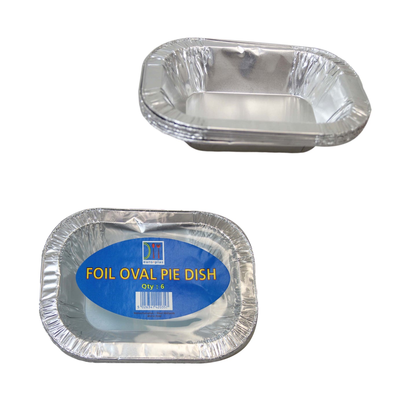 Oval Foil Pie Dish Takeaway Serving Foil Dishes Ideal For Food And Dessert 19.5cm x 5.2cm 6 Pack 0357