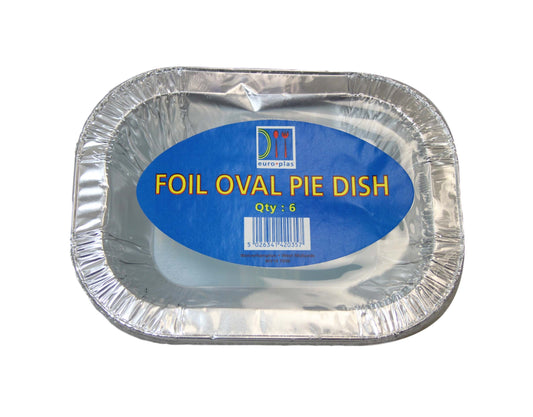 Oval Foil Pie Dish Takeaway Serving Foil Dishes Ideal For Food And Dessert 19.5cm x 5.2cm 6 Pack 0357