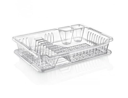 Kitchen Hobby Small Clear Plastic Dish Drainer With Tray 29 x 40 x 8.5cm 041097  A