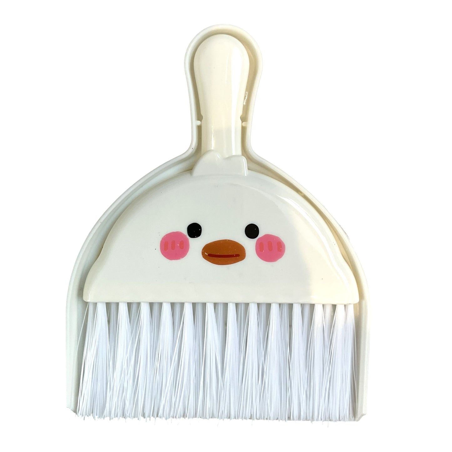Mini Dustpan & Brush Set with Cute Face - White