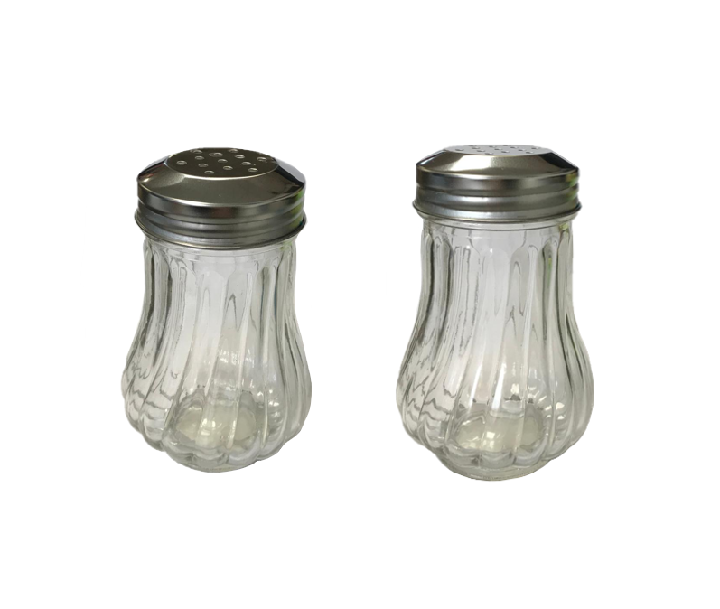 Clear Ribbed Glass Sugar Spices Cheese Jar Dispenser 10 x 5 cm 0469