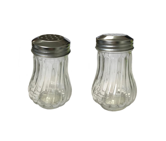 Clear Ribbed Glass Sugar Spices Cheese Jar Dispenser 10 x 5 cm 0469