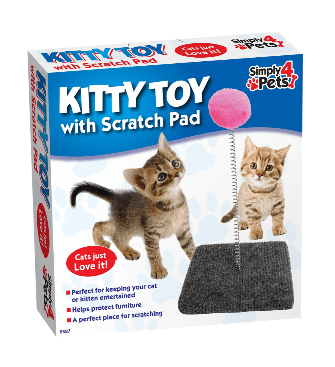 Pet Cat Toy Scratch Pad with Pompom Ball 0587