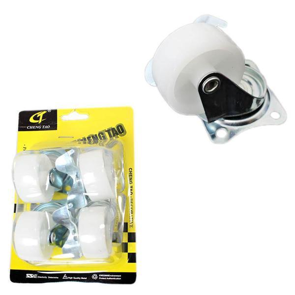 Plastic White Wheels with Brackets 5 x 2.4 cm Pack of 4 0629