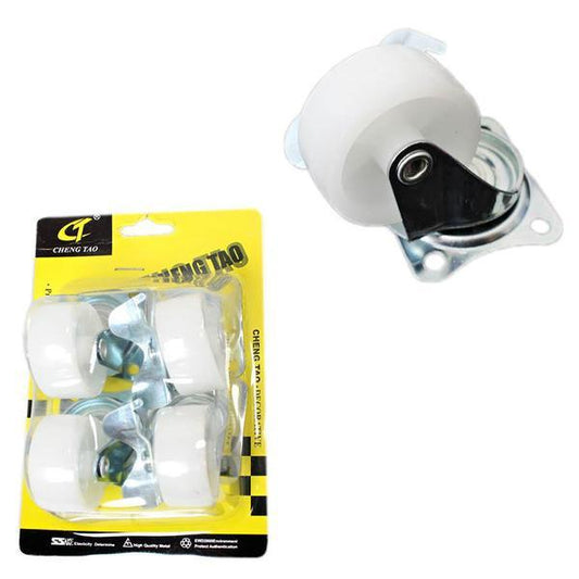 Plastic White Wheels with Brackets 5 x 2.4 cm Pack of 4 0629