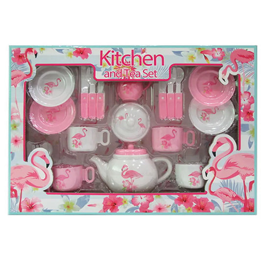 Pretend Play Tea Set Pink Flamingo