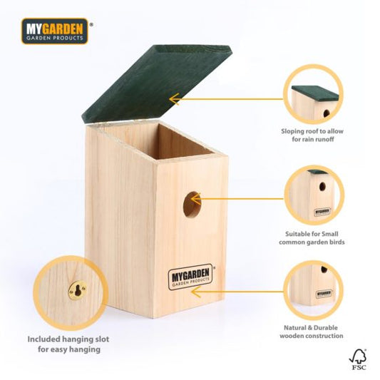 Garden Wooden Bird Nest Box 21 x 12 x 13.5 cm 0700