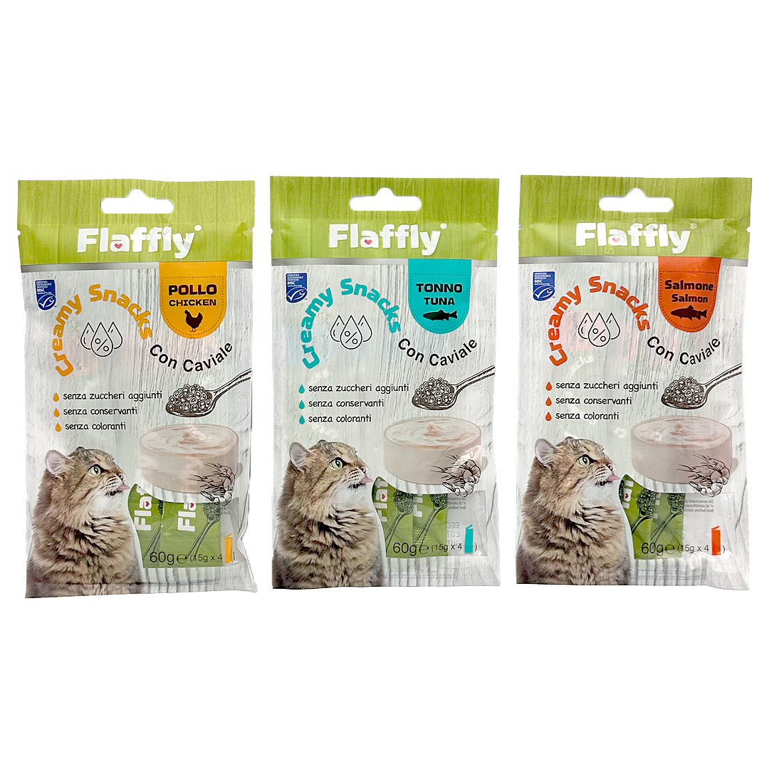 X10 Flaffly Creamy Snacks – Healthy Natural Cat Treats | No Added Sugar, Preservatives, Or Artificial Colors | Available In Salmon, Chicken Tuna With Caviar