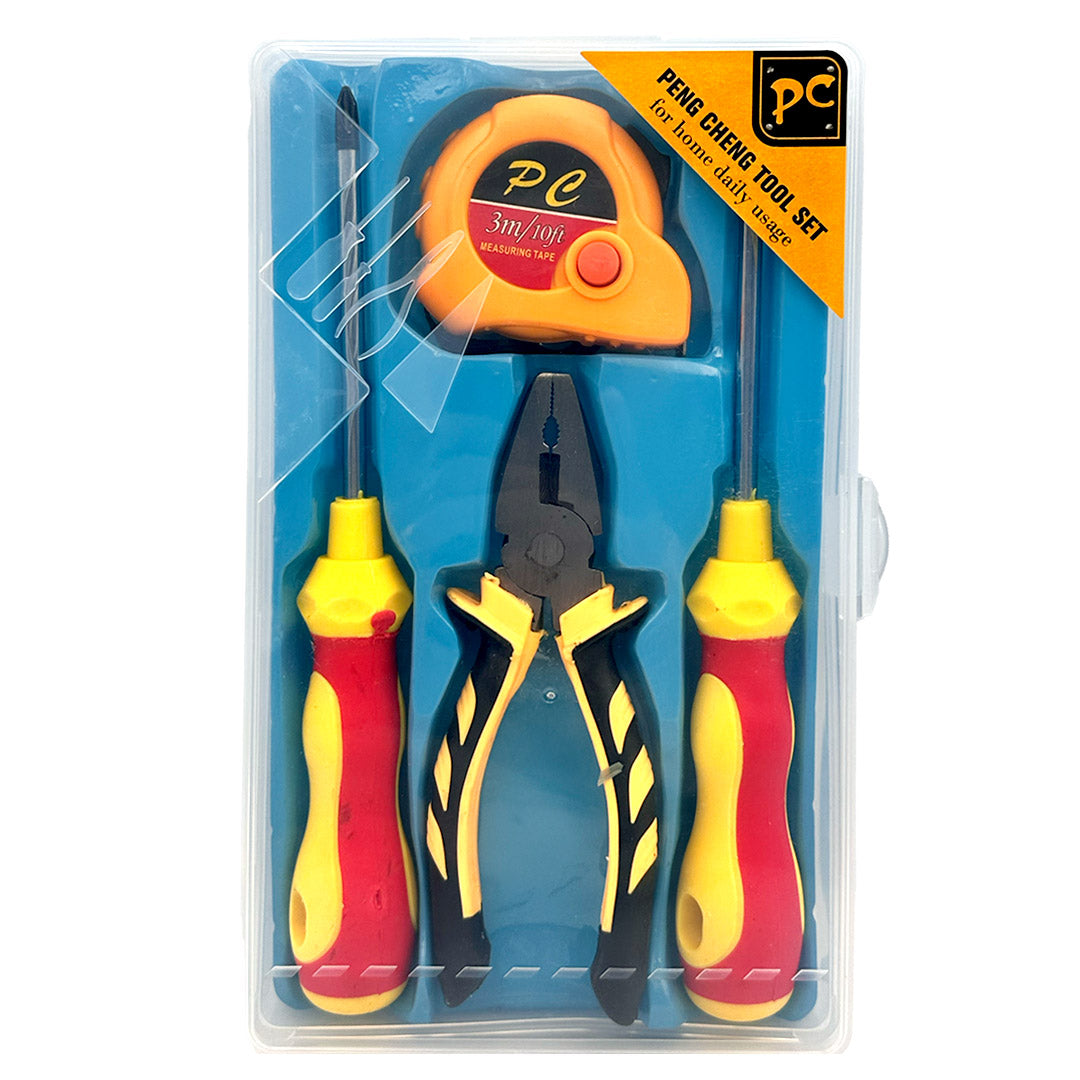 4-Piece Tool Set – Pliers, Screwdrivers & Measuring Tape