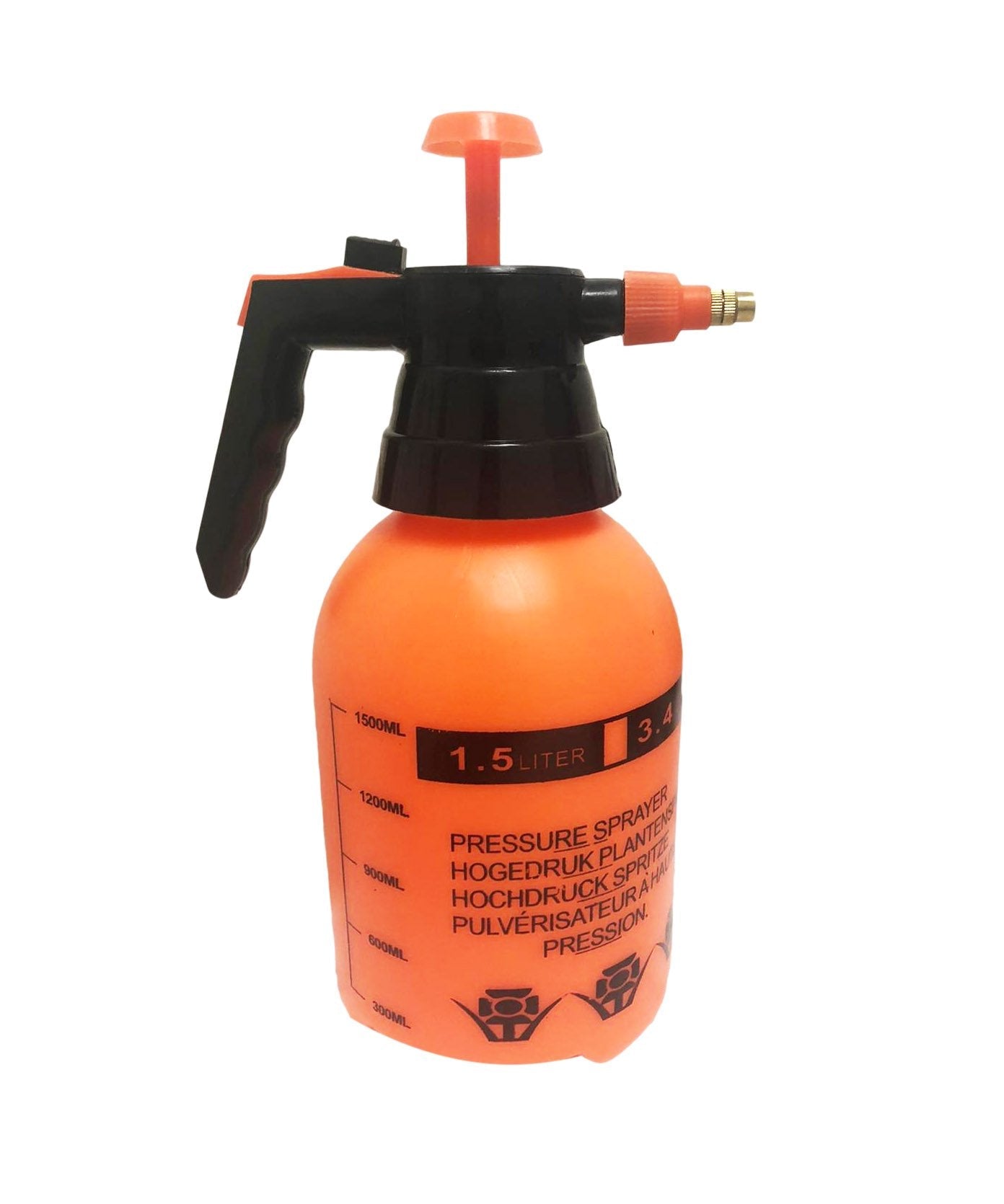 Orange Water Spray Pressure Can 1.5 Litre Outdoor Garden Pressure Spray 0824