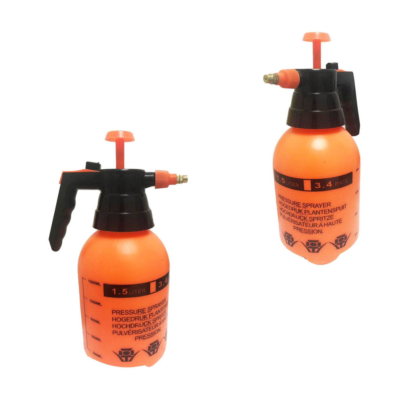 Orange Water Spray Pressure Can 1.5 Litre Outdoor Garden Pressure Spray 0824
