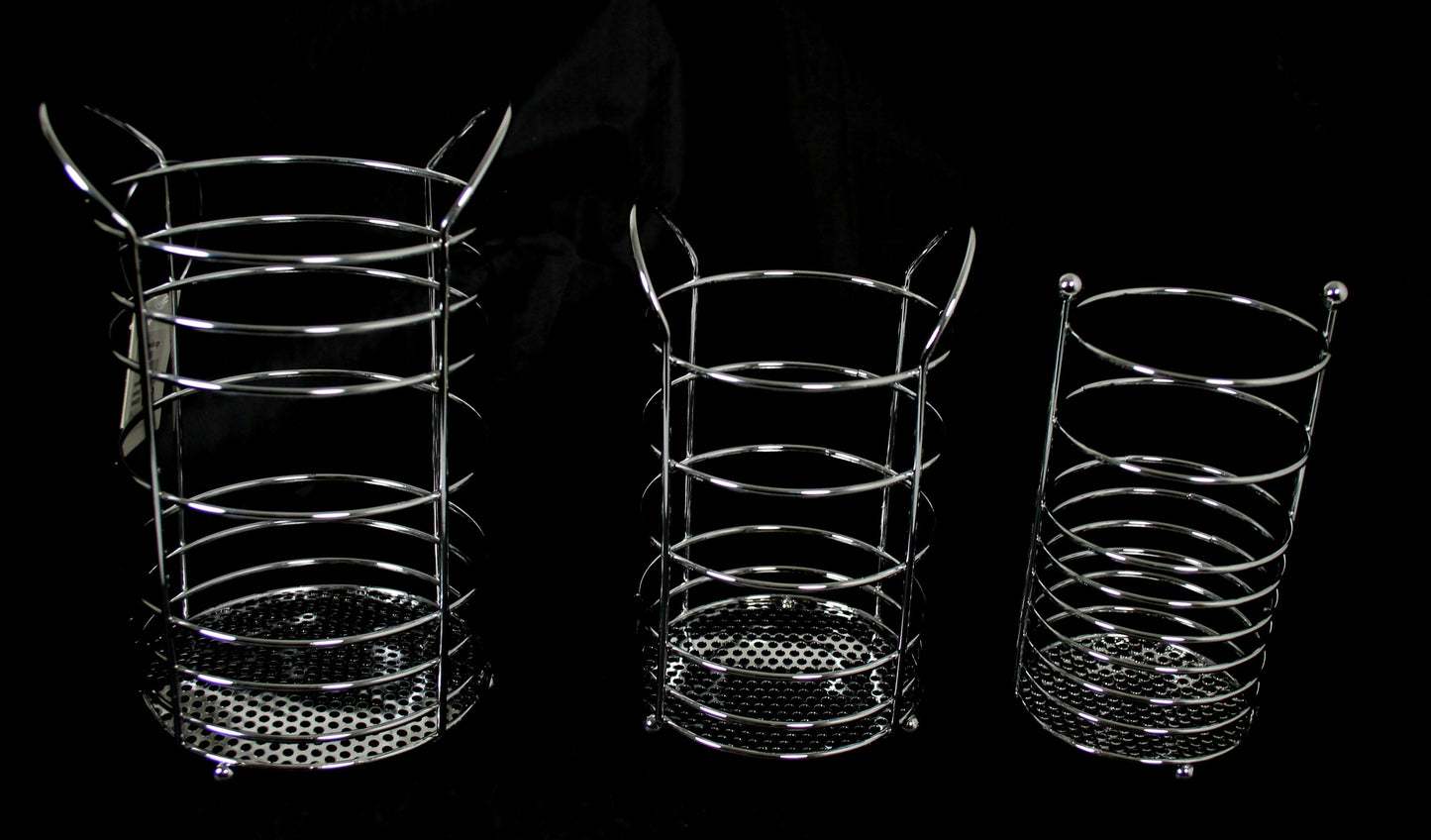 Metal Cutlery Holder Basket Set of 3 Assorted Sizes 0876