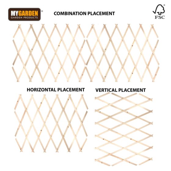 Garden Expanding Wooden Trellis Natural 180 X 90 Cm (Parcel Rate)