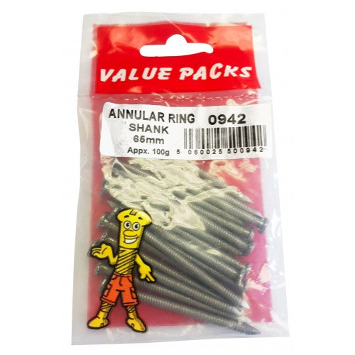 Annular Ringshank Nails 65mm 0942
