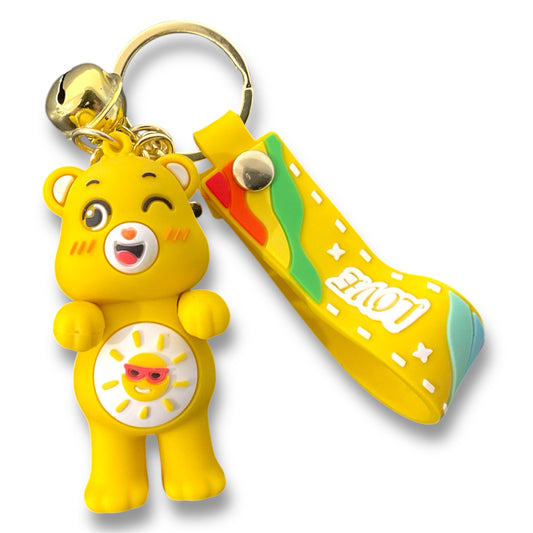 Care Bears Yellow Style Funshine 3D Silicone Keychain Keyring Pendant