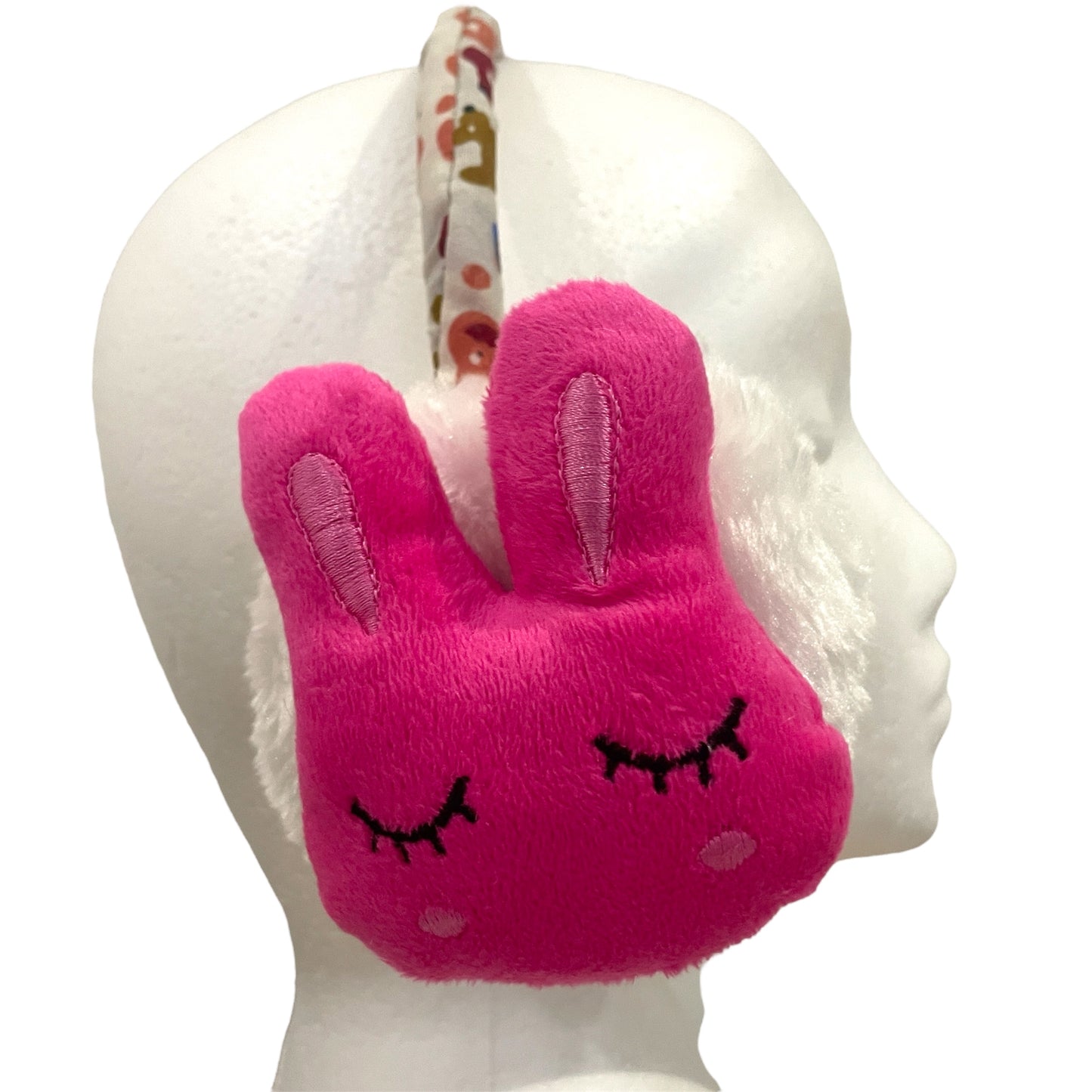 Kids Cute Fluffy Thermal EarMuffs Easter - Sleeping Pink Bunny