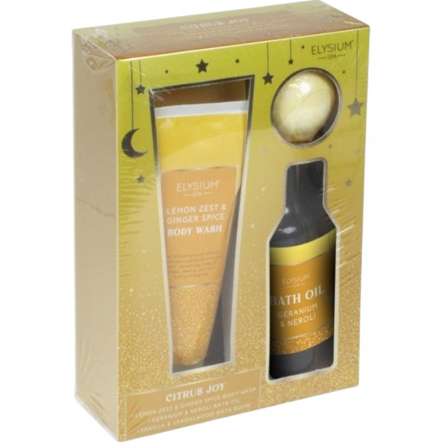 Body Wash, Bath Oil, Bath Bomb Set - Citrus Joy