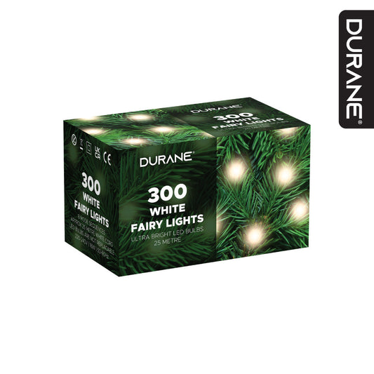 Durane Led Fairy Light String White Wire 300 Bulbs White