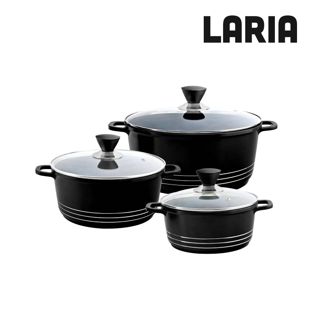 Laria Non Stick Die Cast Stockpot Pan Set 3Pcs Black 10181 /