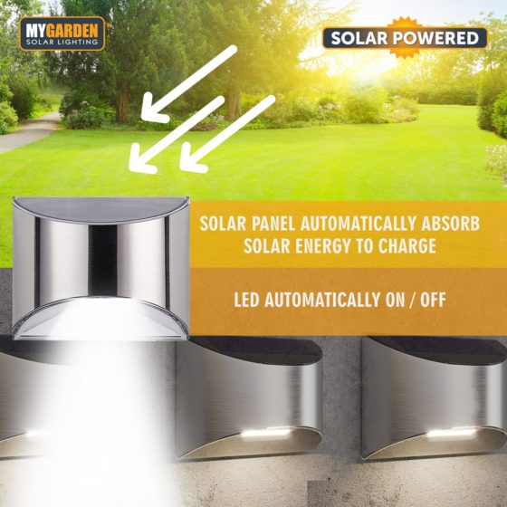 Garden Solar Powered Wall Light 2pk 10 x 8 x 5 cm 1048