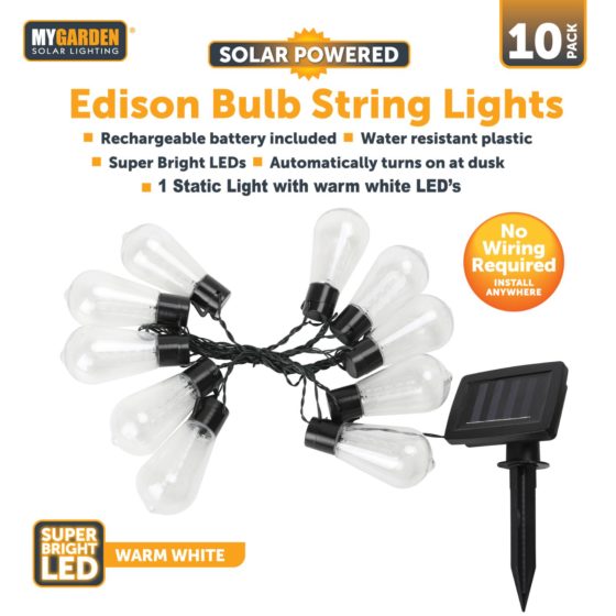 Garden Edison Bulb String Lights 10pk 2.25 m White LED 1052