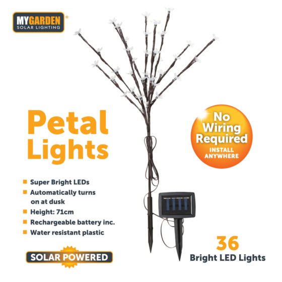Garden Solar Powered Petal Lights Bright White 71cm 36 LED 1054