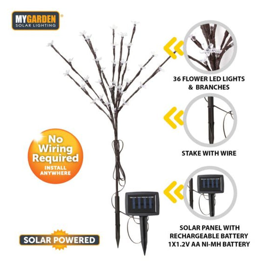 Garden Solar Powered Petal Lights Bright White 71cm 36 LED 1054