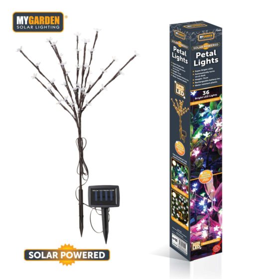 Garden Solar Powered Petal Lights Bright White 71cm 36 LED 1054