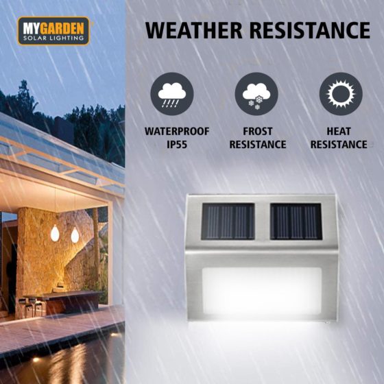 Garden Wall & Stair Light 2 Pack LED Solar Energy 1057